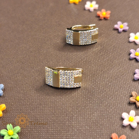 Cercei clasici placati cu aur de 14 Karate cu cristale zirconia [2]