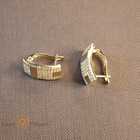 Cercei clasici placati cu aur de 14 Karate cu cristale zirconia [1]