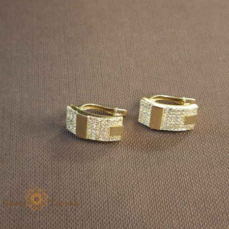 Cercei clasici placati cu aur de 14 Karate cu cristale zirconia [0]