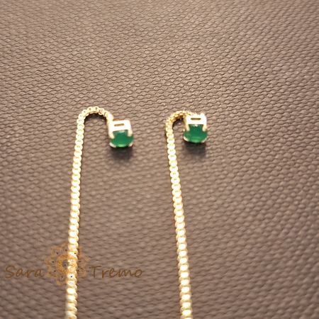 Cercei Emerald Line – Cristal verde 6 cm placati aur 18K Brazilia [3]