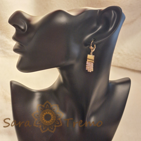 Cercei cu lanturi din zirconia placati cu aur Frau [3]