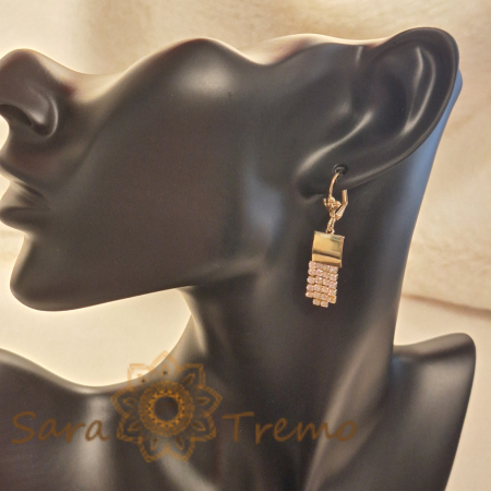 Cercei cu lanturi din zirconia placati cu aur Frau [4]