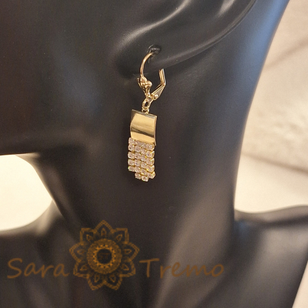 Cercei cu lanturi din zirconia placati cu aur Frau [5]