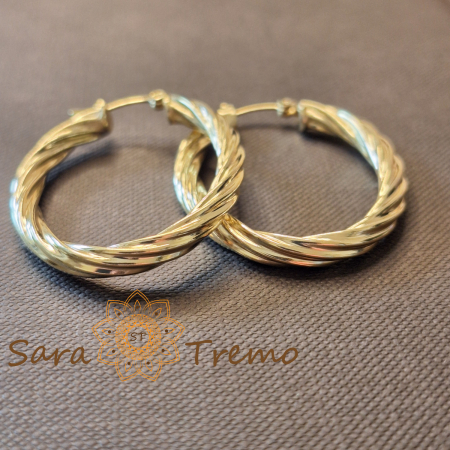 Cercei Cununia Timpului – ovali, grosi, impletiti, placati aur 18K, 4 cm [2]