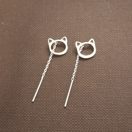 Cercei din argint 925 – model Cat Chain, design minimalist [1]