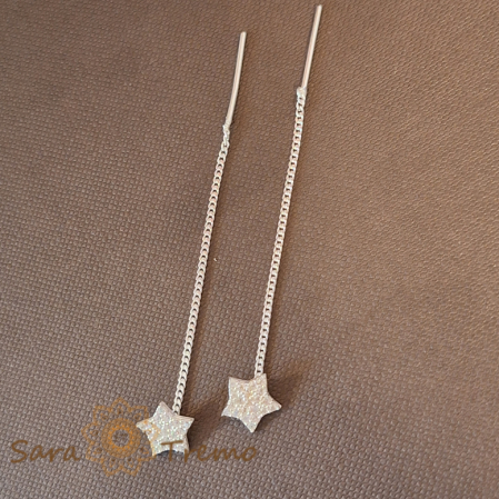 Cercei lungi din argint MegaShine - Bijuterie strălucitoare cu steluță și cristale zirconia fatetate, lungime 6,5 cm [3]