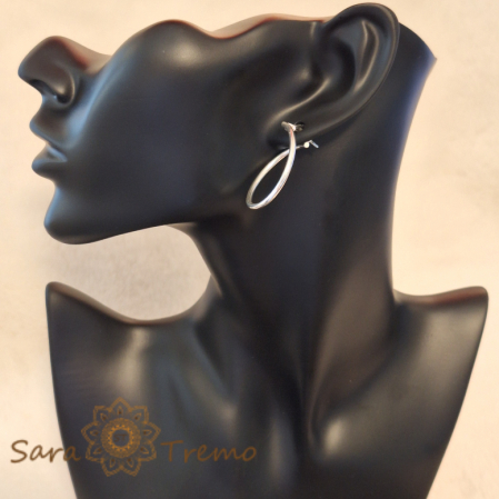 Cercei din argint Desiree - Bijuterie ovală simplă și elegantă, lungime 3 cm [2]