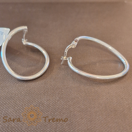 Cercei din argint Desiree - Bijuterie ovală simplă și elegantă, lungime 3 cm [4]