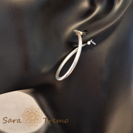 Cercei din argint Desiree - Bijuterie ovală simplă și elegantă, lungime 3 cm [3]