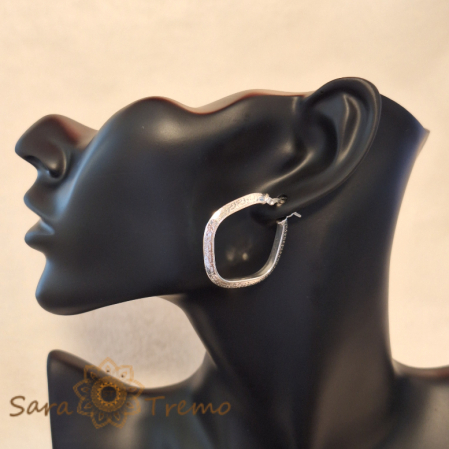 Cercei din argint luxury cu model grecesc - romb - 3.5 cm [4]