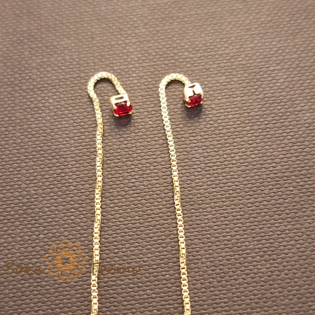 Cercei Ruby Line – Cristal rosu 6 cm placati aur 18K Brazilia [1]