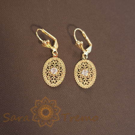 Cercei - Cercei placati cu aur model dantela