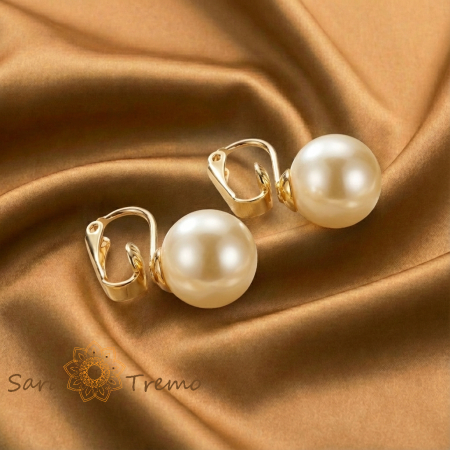 Cercei Perla Reginei – Cercei Clips placati 18K Brazilia, nu necesita gaura in ureche [1]