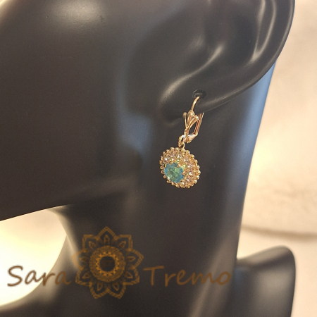 Cercei-floare placati cu aur in nuanta cerului senin de vara [4]