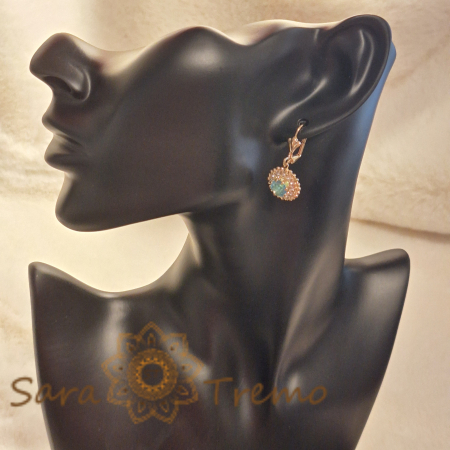 Cercei-floare placati cu aur in nuanta cerului senin de vara [2]