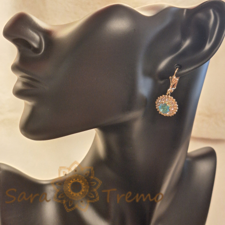 Cercei-floare placati cu aur in nuanta cerului senin de vara [3]