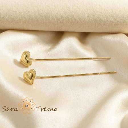 Cercei - Cercei Inima Vie – Cercei Tip Fir placati 18K Brazilia,