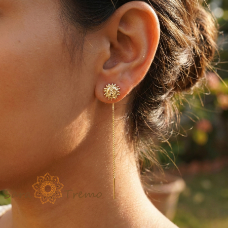 Cercei Soarele Interior – Cercei tip fir placati 18K Brazilia, 7 cm [1]