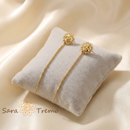 Cercei - Cercei Soarele Interior – Cercei tip fir placati 18K Brazilia, 7 cm