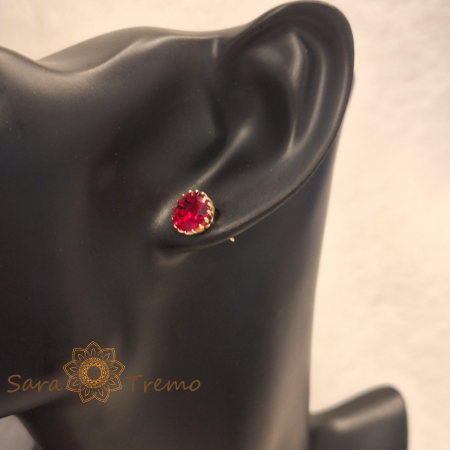 Cercei Regina Rubini – Cristal rosu placati aur 18K Brazilia [5]