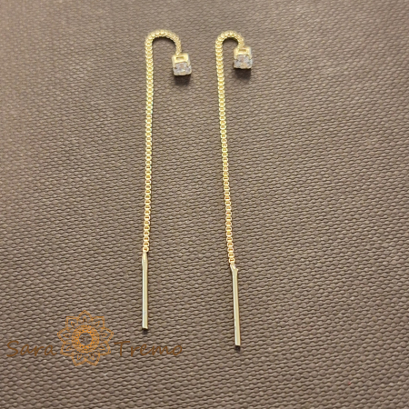 Cercei Crystal Line – Cristal alb 6 cm placati aur 18K Brazilia [1]