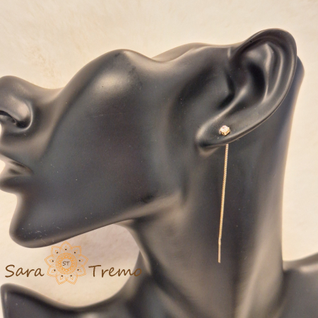 Cercei Crystal Line – Cristal alb 6 cm placati aur 18K Brazilia [0]