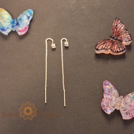 Cercei Crystal Line – Cristal alb 6 cm placati aur 18K Brazilia [5]