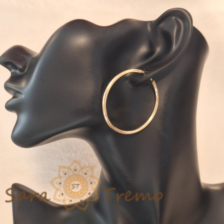 Bijuterii placate cu aur - Cercei clasici groși mari 4 cm – Eleganță impunătoare și confort superior