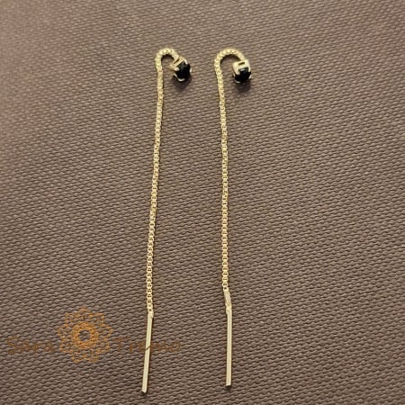 Cercei Onyx Line – Cristal negru 6 cm placati aur 18K Brazilia [1]