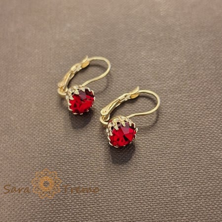 Bijuterii placate cu aur - Cercei Passion – Cristale rosii placati aur 18K Brazilia