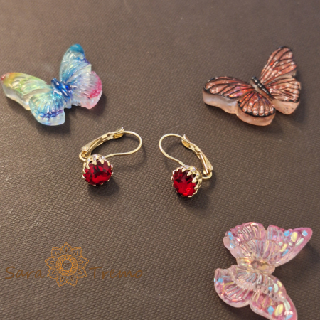 Cercei Passion – Cristale rosii placati aur 18K Brazilia [4]