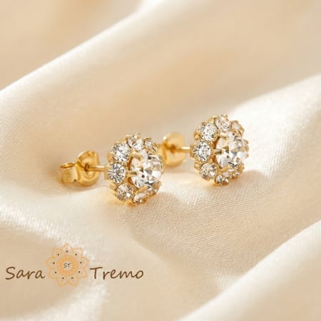 Cercei - Cercei Steaua Diamantului – Cercei Tip Tija placati 18K Brazilia, zirconia