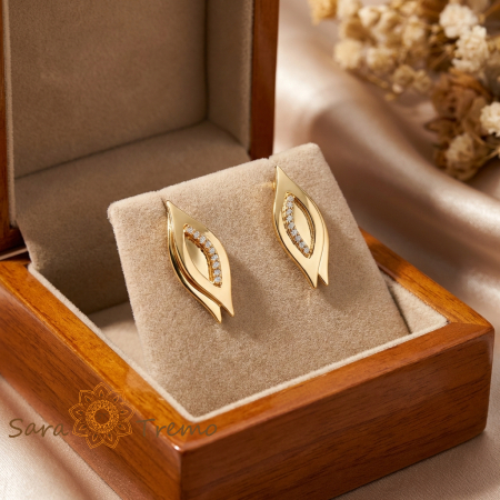 Cercei - Cercei Privirea Aurie – Cercei cu tija placati 18K Brazilia