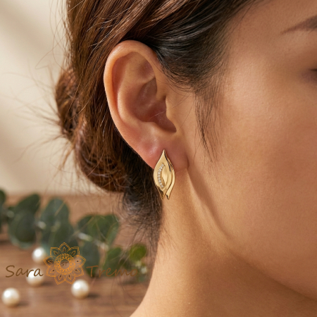 Cercei Privirea Aurie – Cercei cu tija placati 18K Brazilia [2]