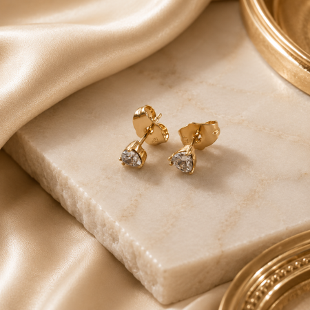 Cercei - Cercei Inimă de Cristal – Cercei placați 14K