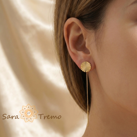 Cercei Soare Linistit – Cercei Tip Fir placati 18K Brazilia [1]