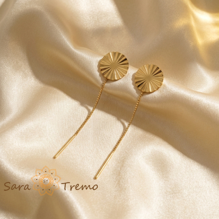 Cercei - Cercei Soare Linistit – Cercei Tip Fir placati 18K Brazilia