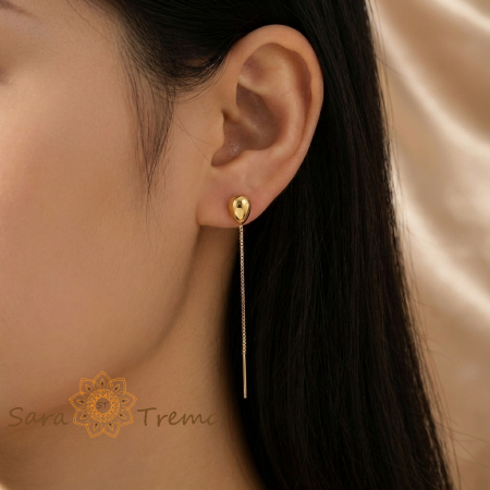 Cercei Picatura de Aur – Cercei Tip Fir placati 18K Brazilia, 7 cm [1]