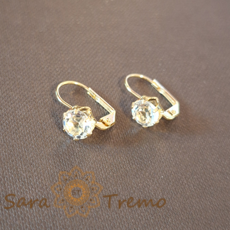 Cercei clasici placati cu aur – Cristal zirconia alb-crem, eleganță atemporală [0]