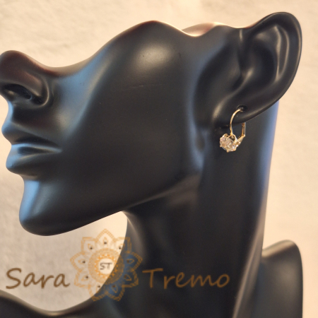 Cercei clasici placati cu aur – Cristal zirconia alb-crem, eleganță atemporală [3]