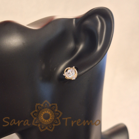 Cercei model nou cu cristal zirconia mare – Montură placată cu aur [5]