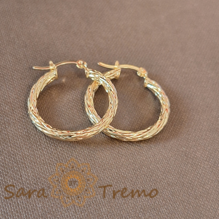 Cercei rotunzi - Cercei rotunzi 2.5 cm cu împletitură deosebită
