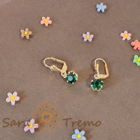 Cercei placati cu aur, 2.5 cm – Cristal zirconia verde [2]