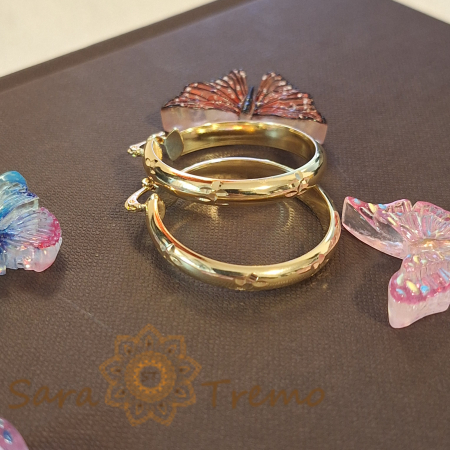 Cercei rotunzi 3.5 cm, cu gravură florală elegantă [3]