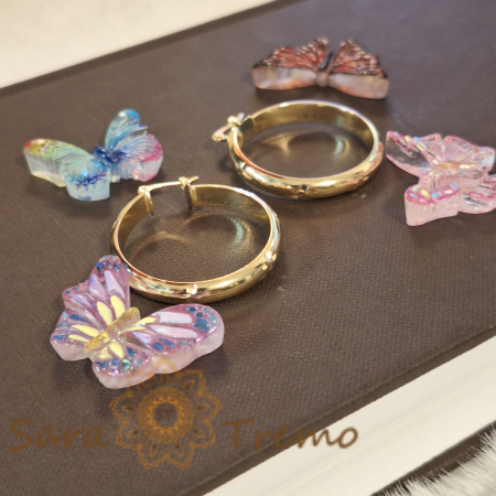 Cercei rotunzi 3.5 cm, cu gravură florală elegantă [2]