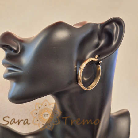 Cercei rotunzi 3.5 cm, cu gravură florală elegantă [5]