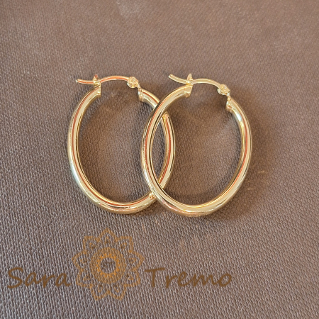 Bijuterii placate cu aur - Cercei ovali 3.6 cm – Eleganță clasică și rafinament discret