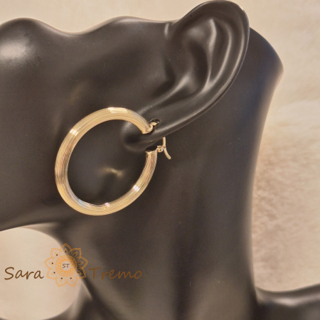 Cercei rotunzi "Aurora" 3.5 cm, placati cu aur 18K, Brazilia [5]