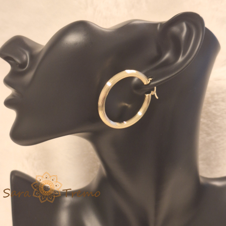 Cercei rotunzi "Aurora" 3.5 cm, placati cu aur 18K, Brazilia [4]