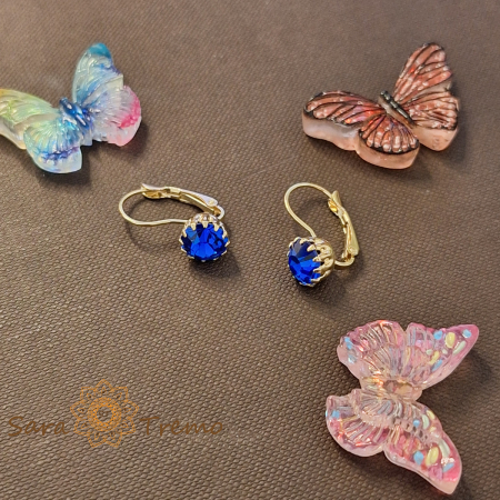 Cercei Indigo Royal – Cristale indigo placati aur 18K Brazilia [4]